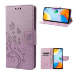 For Xiaomi Redmi 10C Butterfly Flower Pattern Flip Leather Phone Case(Light Purple)