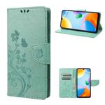 For Xiaomi Redmi 10C Butterfly Flower Pattern Flip Leather Phone Case(Green)
