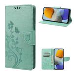 For Samsung Galaxy M23 5G Butterfly Flower Pattern Flip Leather Phone Case(Green)