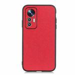 For Xiaomi Mi 12 Lite Fine Hole Cross Texture Genuine Leather Phone Case(Red)
