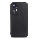 For Xiaomi Mi 12 Lite Fine Hole Sheep Texture Genuine Leather Shockproof Phone Case(Black)