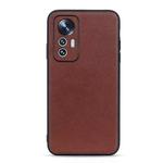 For Xiaomi Mi 12 Lite Fine Hole Sheep Texture Genuine Leather Shockproof Phone Case(Brown)