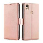 For Kyocera KY-51B Ultra-thin Voltage Side Buckle PU + TPU Leather Phone Case(Rose Gold)
