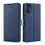 For TCL 20B 6159K Ultra-thin Voltage Side Buckle PU + TPU Leather Phone Case(Blue)