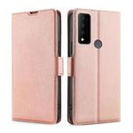 For TCL 30 V 5G T781S Ultra-thin Voltage Side Buckle PU + TPU Leather Phone Case(Rose Gold)