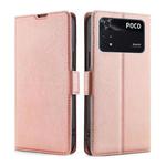 For Xiaomi Poco M4 Pro Ultra-thin Voltage Side Buckle Flip Leather Case(Rose Gold)