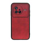 For vivo X80 Two-color Calf Texture PU Phone Case(Red)