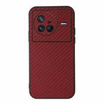 For vivo X80 Carbon Fiber Texture PU Phone Case(Red)