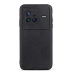 For vivo X80 Lambskin Texture Genuine Leather Phone Case(Black)