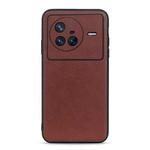 For vivo X80 Lambskin Texture Genuine Leather Phone Case(Brown)