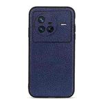 For vivo X80 Litchi Texture Genuine Leather Phone Case(Blue)