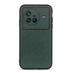 For vivo X80 Litchi Texture Genuine Leather Phone Case(Green)
