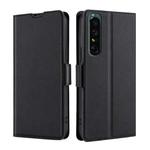For Sony Xperia 1 IV Ultra-thin Voltage Side Buckle Flip Leather Case(Black)