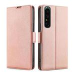 For Sony Xperia 1 IV Ultra-thin Voltage Side Buckle Flip Leather Case(Rose Gold)