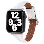 Genuine Leather Watch Band For Apple Watch Ultra 49mm&Watch Ultra 2 49mm / Series 9&8&7 45mm / SE 3&SE 2&6&SE&5&4 44mm / 3&2&1 42mm(Pink Blue)