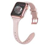 Genuine Leather Watch Band For Apple Watch Ultra 49mm / Series 8&7 45mm / SE 2&6&SE&5&4 44mm / 3&2&1 42mm(Pink)