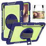 For Samsung Galaxy Tab A7 Lite 360 Degree Rotation Contrast Color Silicone + PC Tablet Case(Navy Blue+Yellow Green)