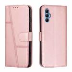 For Tecno Spark 8 Pro Stitching Calf Texture Buckle Leather Phone Case(Pink)