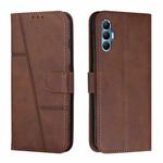 For Tecno Spark 8 Pro Stitching Calf Texture Buckle Leather Phone Case(Brown)