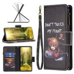 For Sony Xperia 10 III Colored Drawing Pattern Zipper Horizontal Flip Phone Leather Case(Bear)