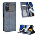 For Xiaomi Poco X4 Pro 5G Fine Hole Magnetic Buckle Retro Texture Leather Phone Case(Blue)