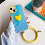 For iPhone 13 Pro Laser Crocodile Texture Hearted Phone Case with Wrist Band (Yellow)