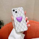 For iPhone 11 Rhombic Texture Hearted Phone Case (Pearl White)