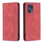 For OPPO Find X5 Pro Magnetic RFID Blocking Anti-Theft Leather Phone Case(Red)