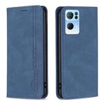 For OPPO Reno7 5G Global Magnetic RFID Blocking Anti-Theft Leather Phone Case(Blue)