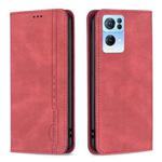 For OPPO Reno7 5G Global Magnetic RFID Blocking Anti-Theft Leather Phone Case(Red)