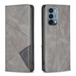 For OnePlus Nord N200 5G Prismatic Invisible Magnetic Leather Phone Case(Grey)