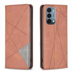For OnePlus Nord N200 5G Prismatic Invisible Magnetic Leather Phone Case(Brown)
