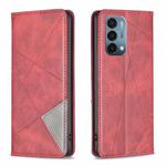 For OnePlus Nord N200 5G Prismatic Invisible Magnetic Leather Phone Case(Red)