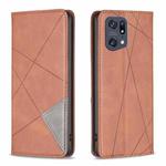 For OPPO Find X5 Pro Prismatic Invisible Magnetic Leather Phone Case(Brown)