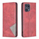 For OPPO Find X5 Pro Prismatic Invisible Magnetic Leather Phone Case(Red)