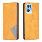 For OPPO Reno7 5G Global Prismatic Invisible Magnetic Leather Phone Case(Yellow)