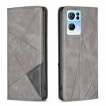 For OPPO Reno7 5G Global Prismatic Invisible Magnetic Leather Phone Case(Grey)