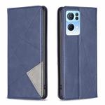 For OPPO Reno7 5G Global Prismatic Invisible Magnetic Leather Phone Case(Blue)