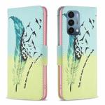For OnePlus Nord N200 5G Drawing Pattern Leather Phone Case(Feather)