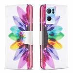 For OPPO Reno7 5G Global Drawing Pattern Leather Phone Case(Sun Flower)