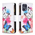 For OPPO Find X5 Pro Colored Drawing Pattern Zipper Horizontal Flip Phone Leather Case(Two Butterflies)