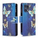 For OPPO Find X5 Pro Colored Drawing Pattern Zipper Horizontal Flip Phone Leather Case(Gold Butterfly)