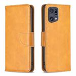 For OPPO Find X5 Pro Lambskin Texture Leather Phone Case(Yellow)