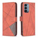 For OnePlus Nord N200 5G BF05 Magnetic Buckle Rhombus Texture Leather Phone Case(Brown)