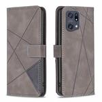 For OPPO Find X5 Pro BF05 Magnetic Buckle Rhombus Texture Leather Phone Case(Grey)