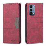 For OnePlus Nord N200 5G Magnetic Splicing Leather Phone Case(Red)