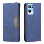 For OPPO Reno7 5G Global Magnetic Splicing Leather Phone Case(Blue)