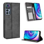 For TCL 30 5G / 30+ Magnetic Buckle Retro Texture Leather Phone Case(Black)