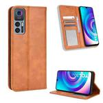 For TCL 30 5G / 30+ Magnetic Buckle Retro Texture Leather Phone Case(Brown)