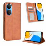 For Honor X7 Magnetic Buckle Retro Texture Leather Phone Case(Brown)
